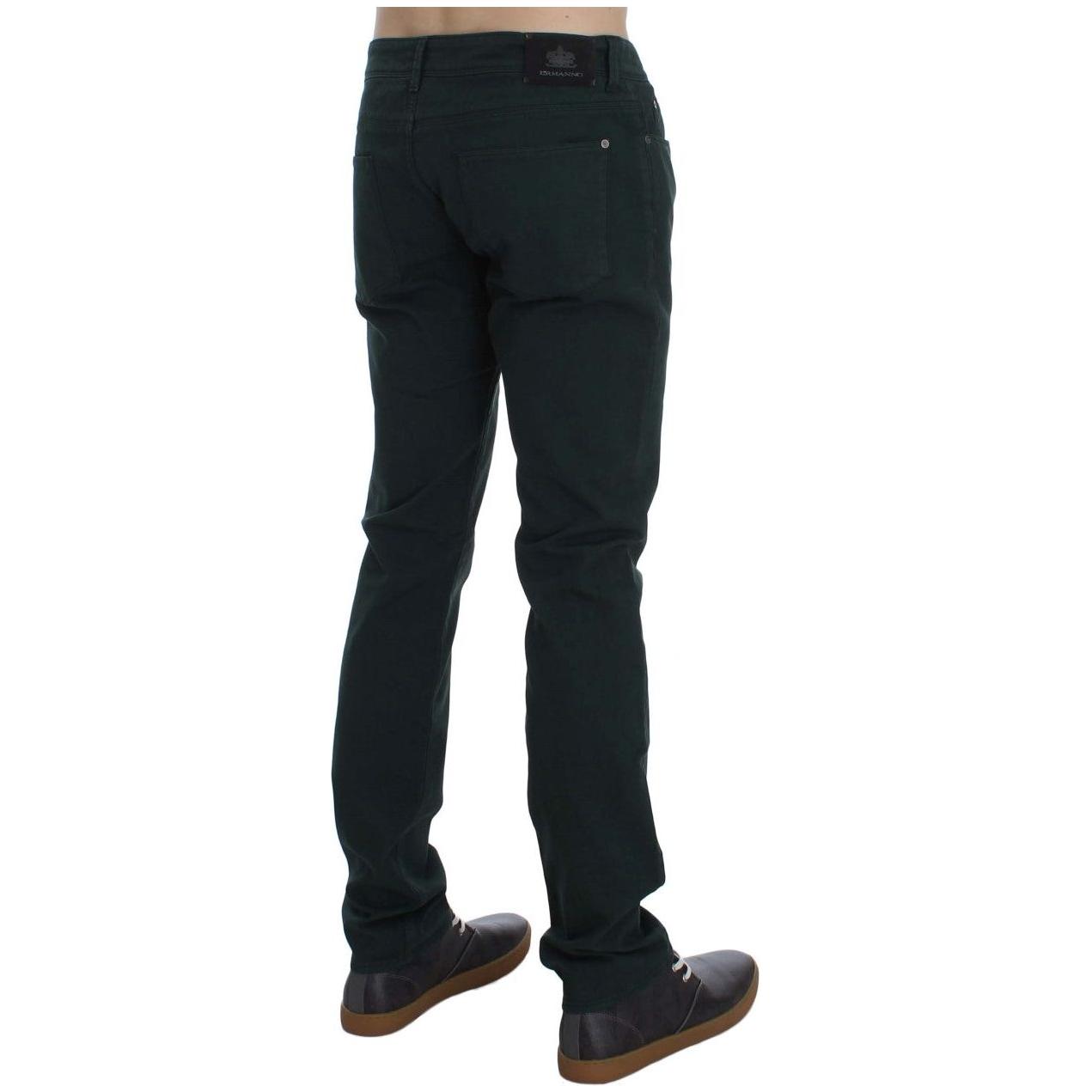 Ermanno Scervino Green Cotton Denim Stretch Straight Fit Jeans SIG30566-1