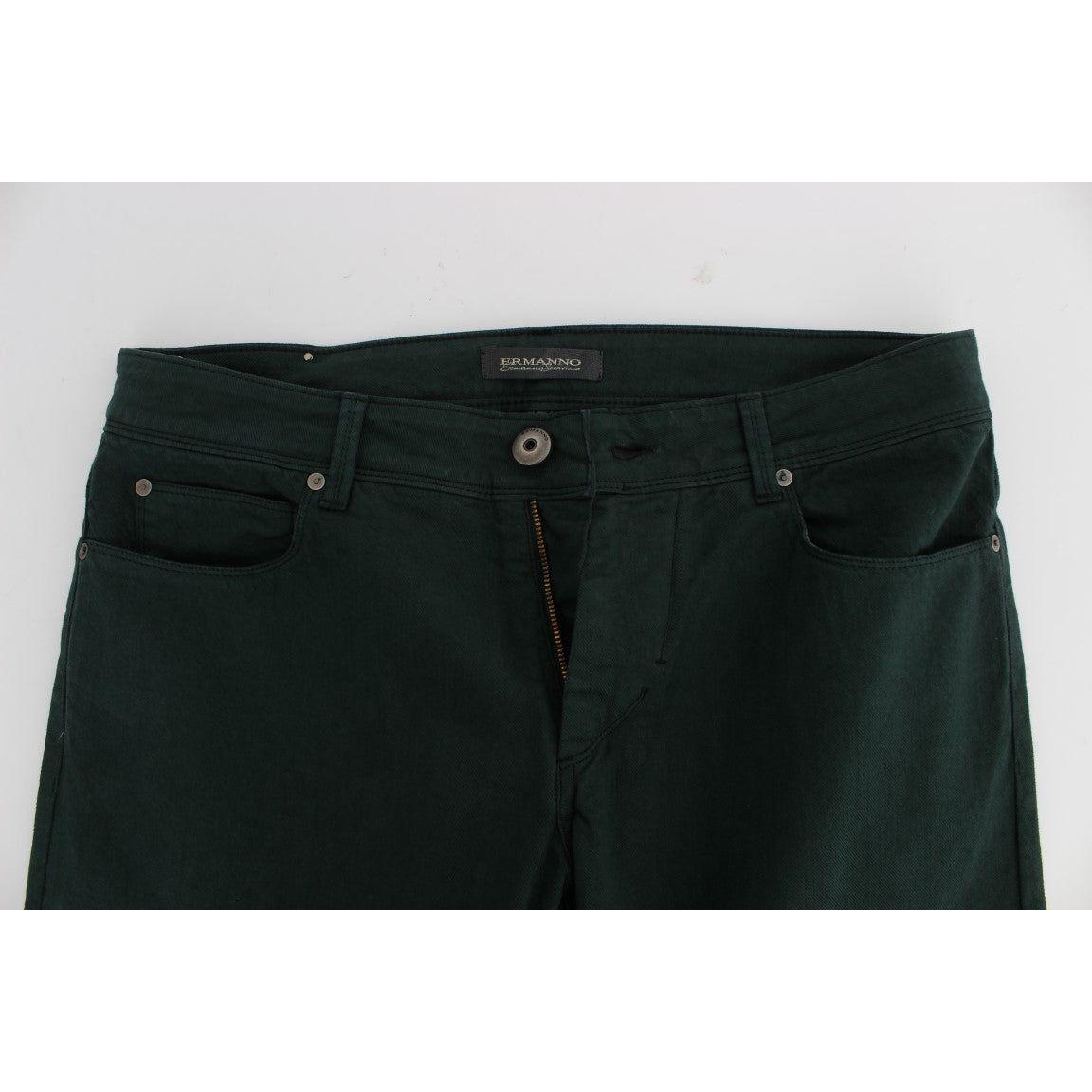 Ermanno Scervino Green Cotton Denim Stretch Straight Fit Jeans SIG30566-1