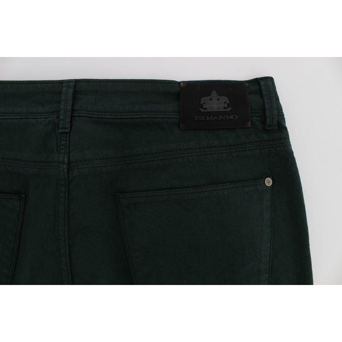 Ermanno Scervino Green Cotton Denim Stretch Straight Fit Jeans SIG30566-1