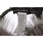 Dolce & Gabbana Elegant Fur and Crystal Ear Muffs Ear Muffs Dolce & Gabbana Gray
