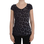 Cavalli Gray Leopard Modal T-Shirt Blouse Top SIG32481-2