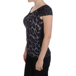 Cavalli Gray Leopard Modal T-Shirt Blouse Top SIG32481-2