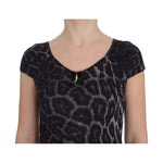 Cavalli Gray Leopard Modal T-Shirt Blouse Top SIG32481-2