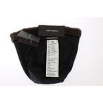 Dolce & Gabbana Luxurious Brown Weasel Fur Beanie Beanie Hat Dolce & Gabbana White Smoke
