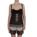 Dolce & Gabbana Black Silk Floral Lace Lingerie Top SIG30814-1