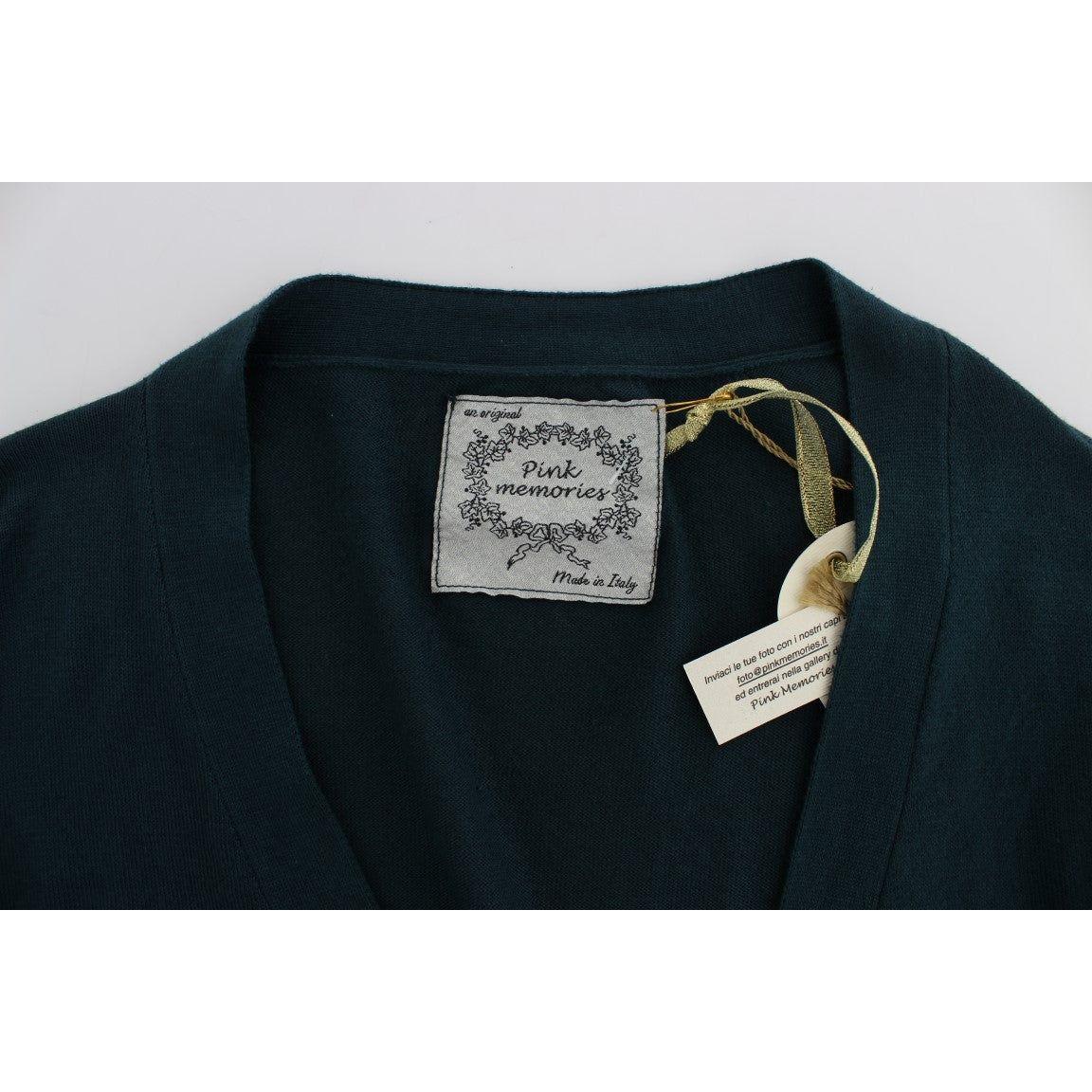 PINK MEMORIES Green Button Down Cardigan Sweater SIG32533-1