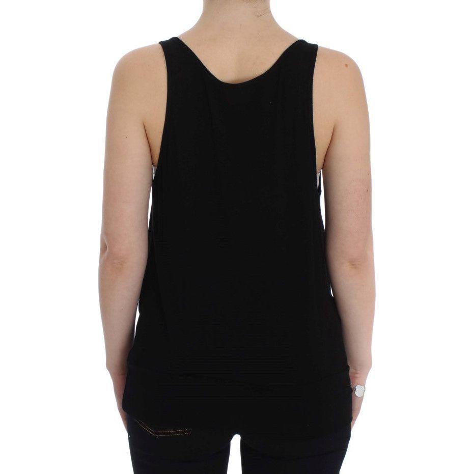 PLEIN SUD Black Stretch Sleeveless Blouse SIG30983-2