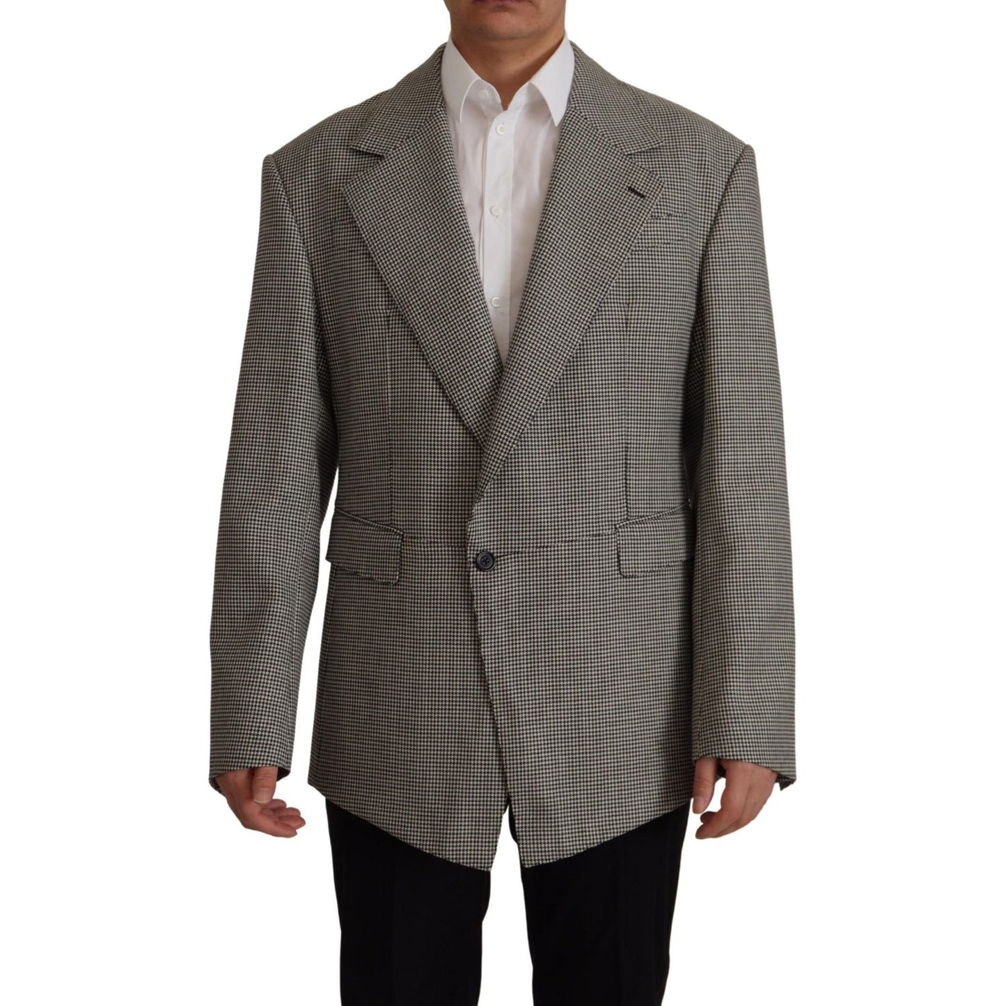 Dolce & Gabbana Gray Checkered Single Breasted Jacket Blazer JKT3377- 48