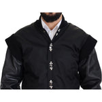 Dolce & Gabbana Black Nylon Crystals Coat Buttons Jacket JKT3335-46