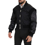 Dolce & Gabbana Black Nylon Crystals Coat Buttons Jacket JKT3335-46