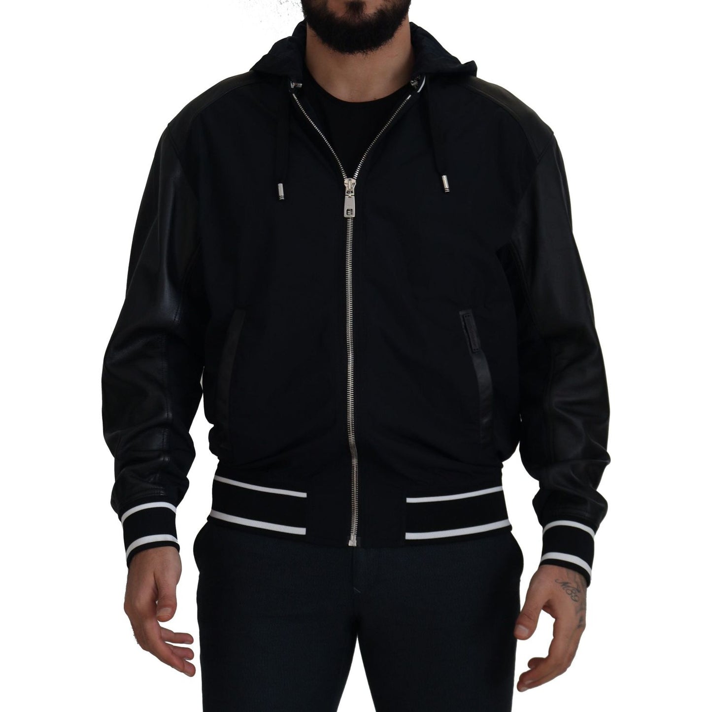 Dolce & Gabbana Black Polyester Hooded Blouson Coat Jacket JKT3339- 50