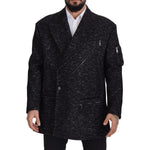 Dolce & Gabbana Black Wool Double Breasted Coat Men Jacket JKT3342- 52