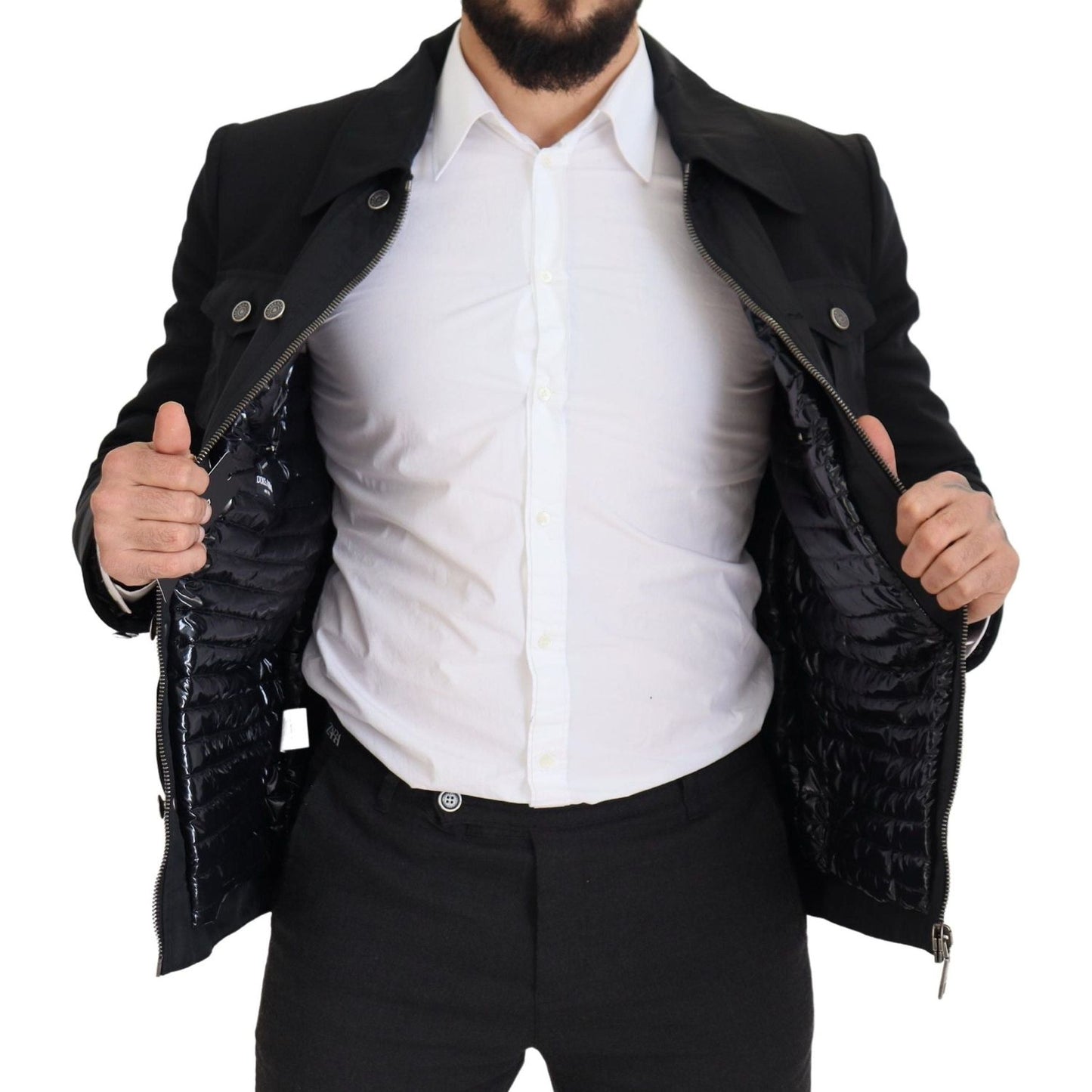 Dolce & Gabbana Black Wool Collared Full Zip Jacket JKT3356- 52