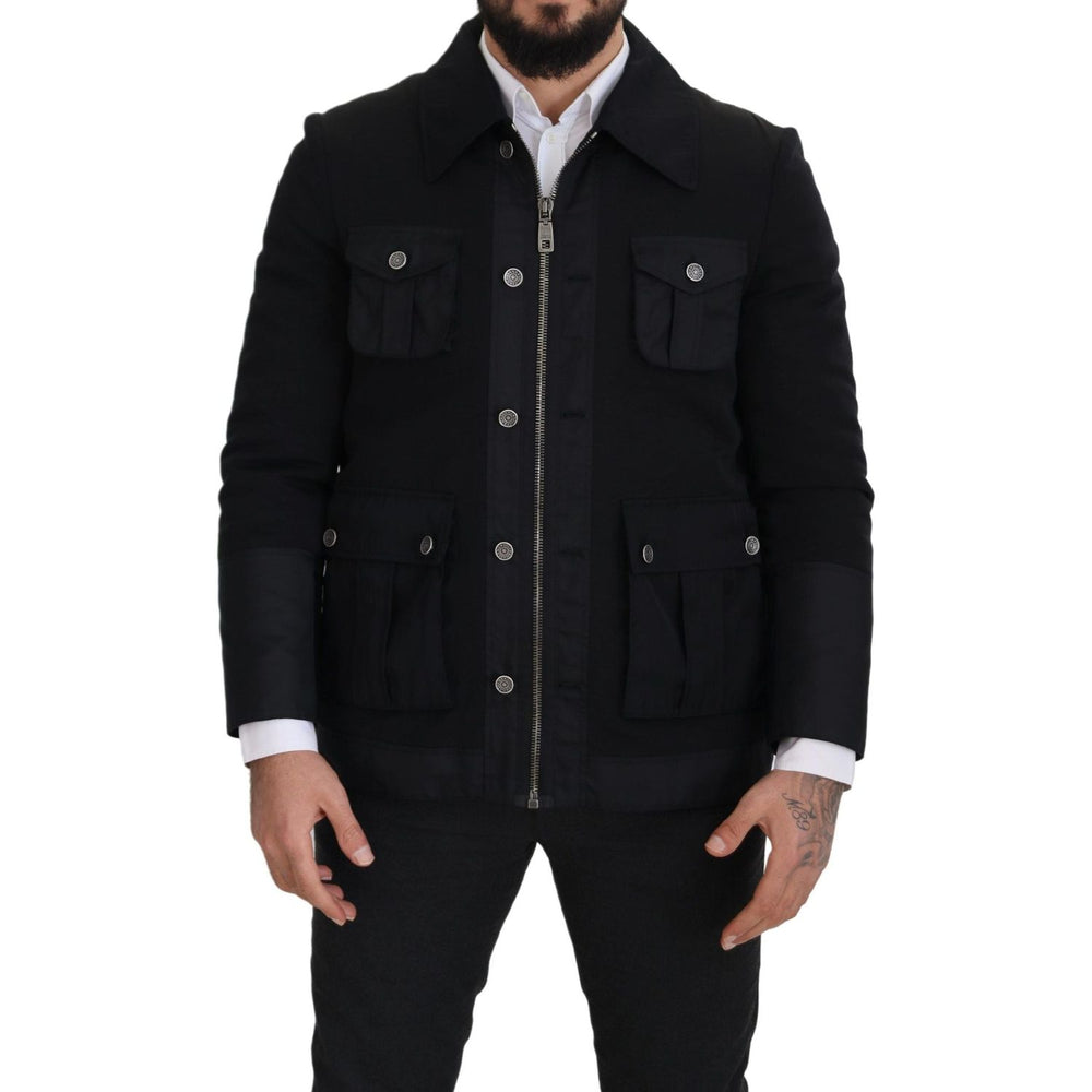 Dolce & Gabbana Black Wool Collared Full Zip Jacket JKT3356- 52