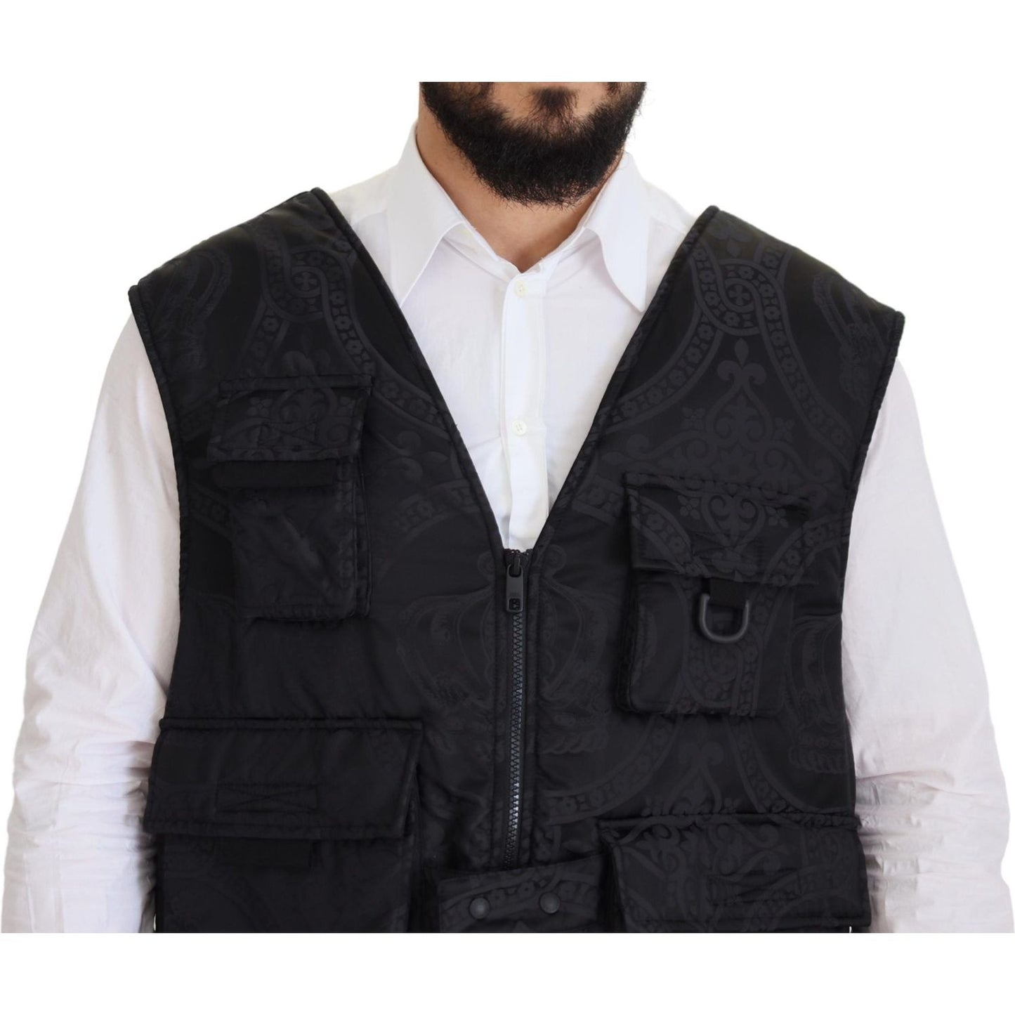 Dolce & Gabbana Black Nylon Full Zip Sleeveless Jacket JKT3361- 50