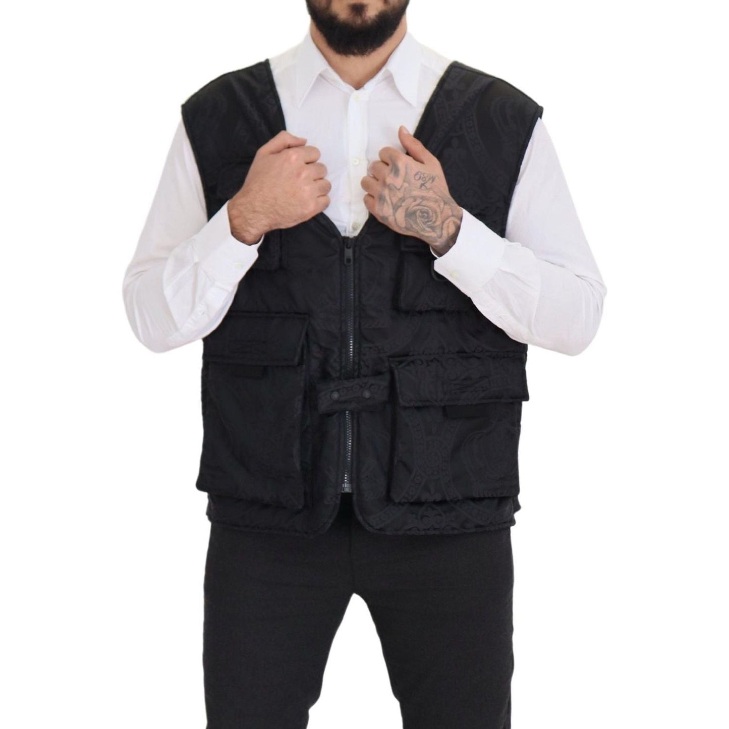 Dolce & Gabbana Black Nylon Full Zip Sleeveless Jacket JKT3361- 50