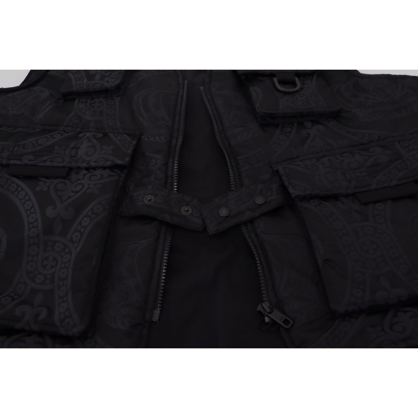Dolce & Gabbana Black Nylon Full Zip Sleeveless Jacket JKT3361- 50