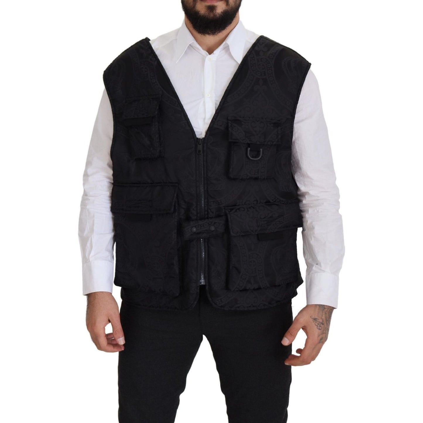 Dolce & Gabbana Black Nylon Full Zip Sleeveless Jacket JKT3361- 50