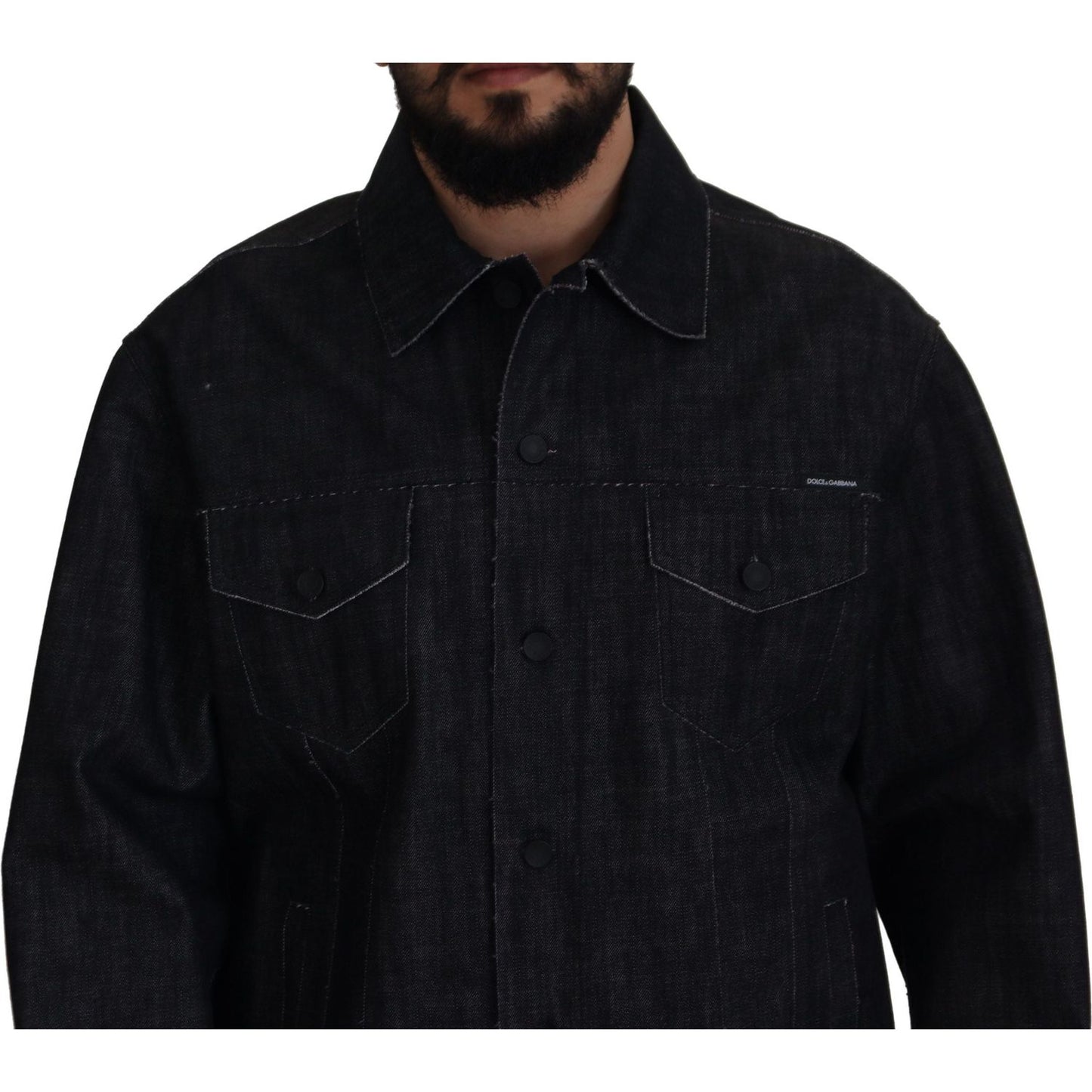 Dolce & Gabbana Black Cotton Full Button Denim Jacket JKT3364- 50