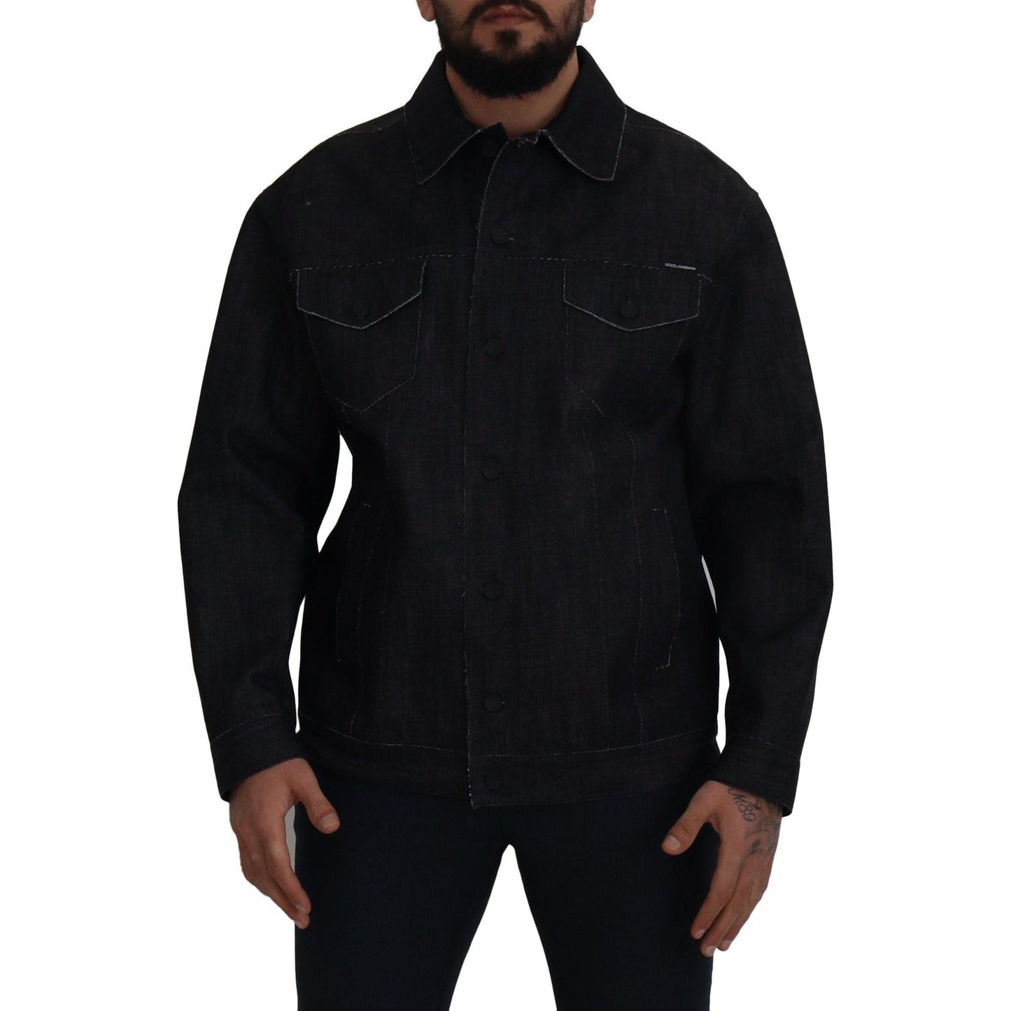 Dolce & Gabbana Black Cotton Full Button Denim Jacket JKT3364- 50