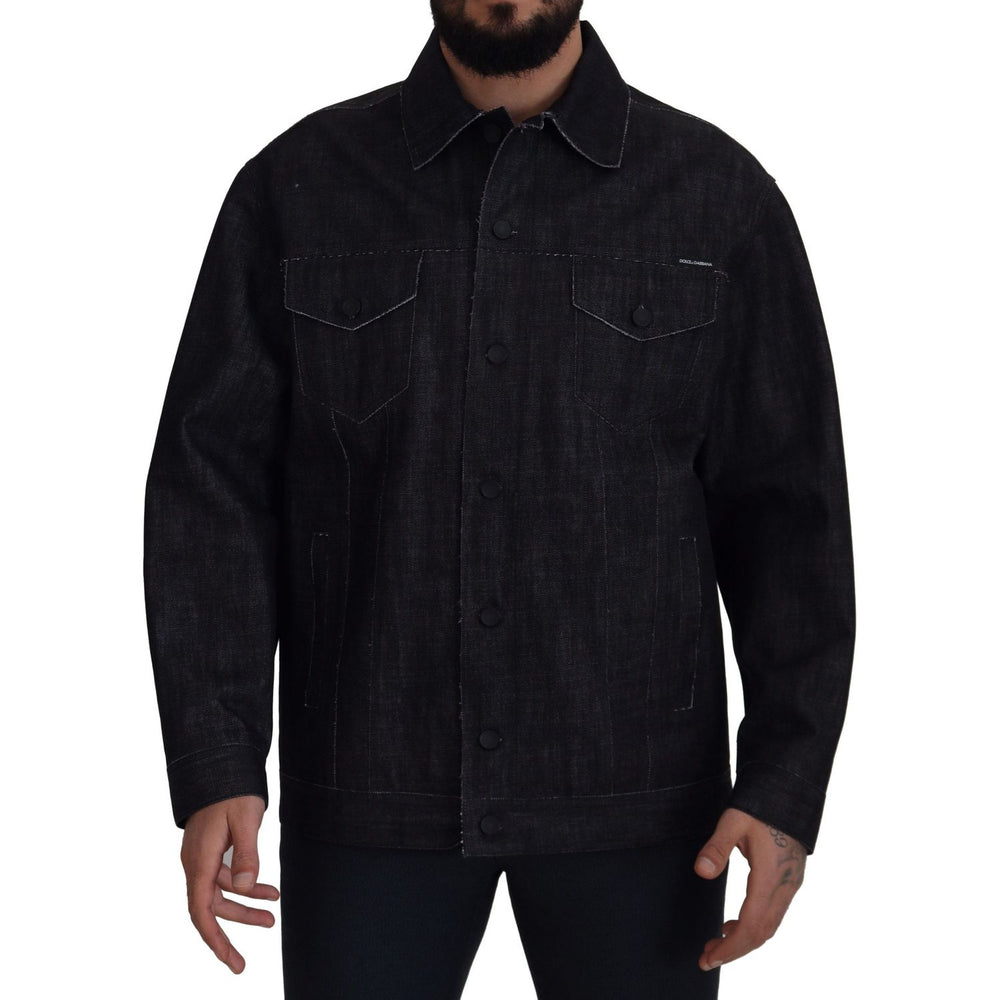 Dolce & Gabbana Black Cotton Full Button Denim Jacket JKT3364- 50