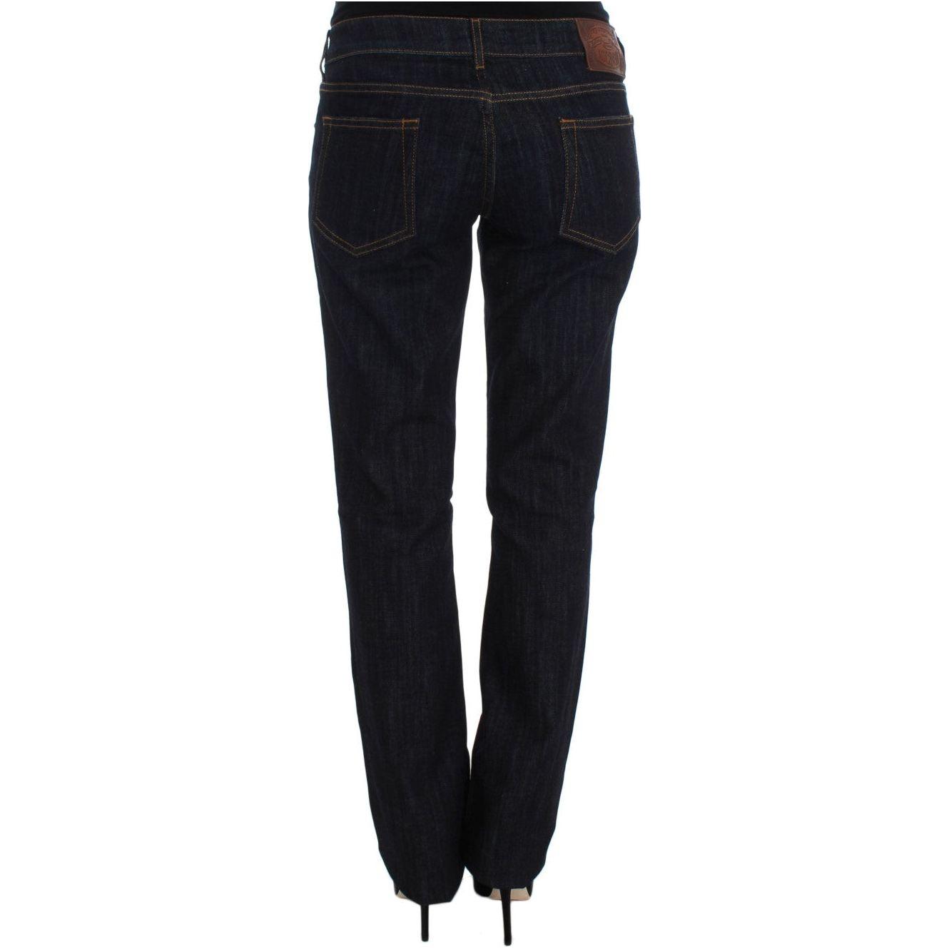 Cavalli Blue Cotton Straight Fit Stretch Jeans SIG32384-3