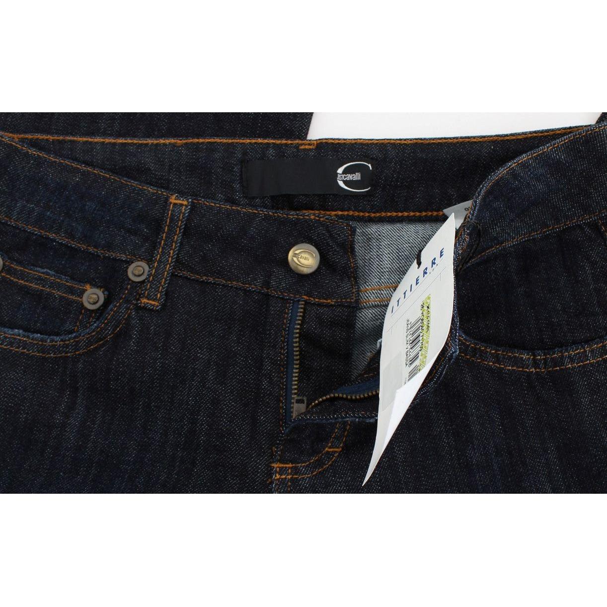 Cavalli Blue Cotton Straight Fit Stretch Jeans SIG32384-3