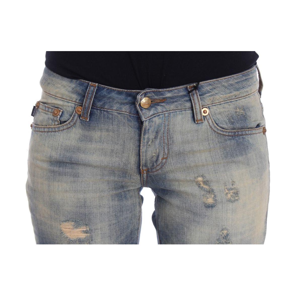 Cavalli Blue Wash Cotton Slim Fit Bootcut Jeans SIG32407-1