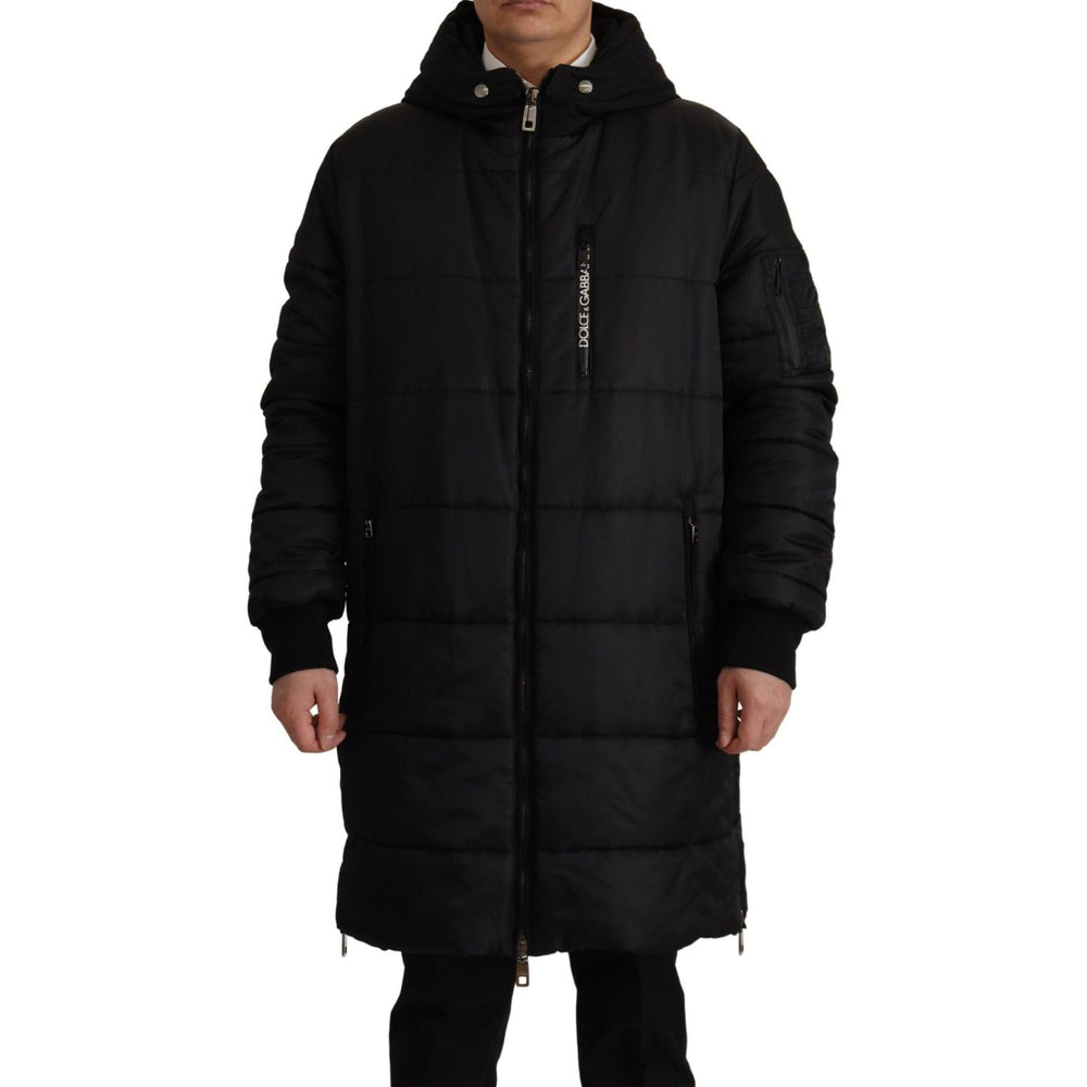 Dolce & Gabbana Black Nylon Hooded Parka Coat Winter Jacket JKT3369- 46