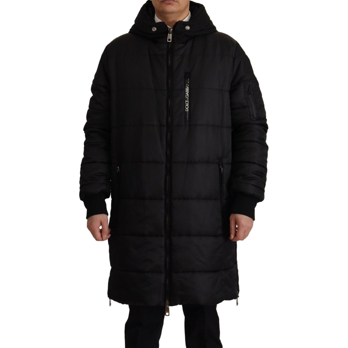 Dolce & Gabbana Black Nylon Hooded Parka Coat Winter Jacket JKT3369- 46