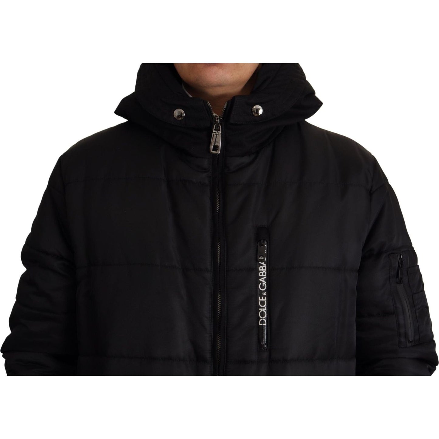 Dolce & Gabbana Black Nylon Hooded Parka Coat Winter Jacket JKT3369- 46