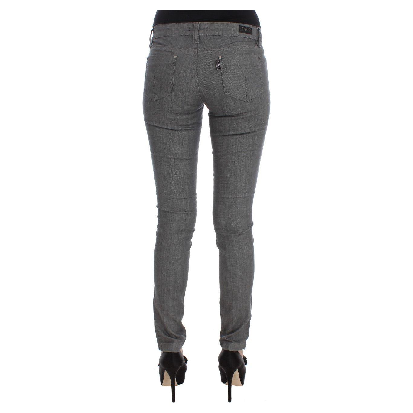 Costume National Gray Cotton Blend Slim Fit Jeans SIG30113-1