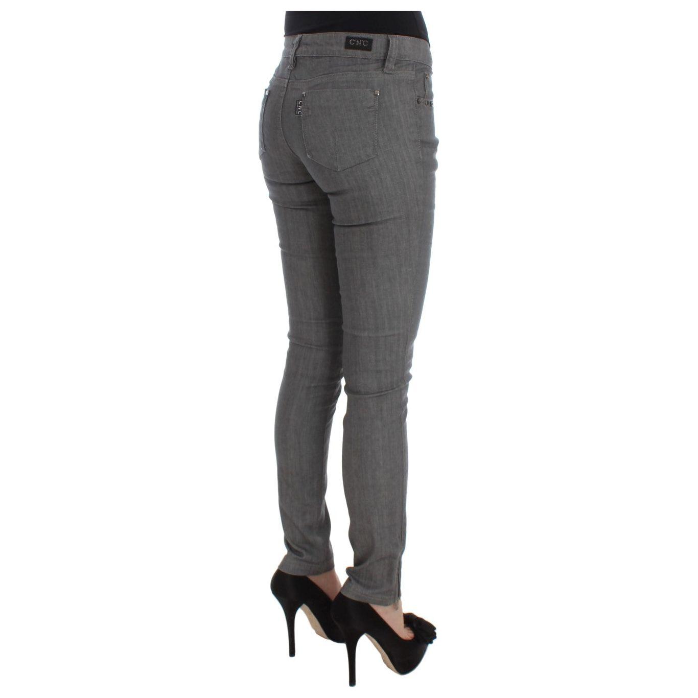 Costume National Gray Cotton Blend Slim Fit Jeans SIG30113-1