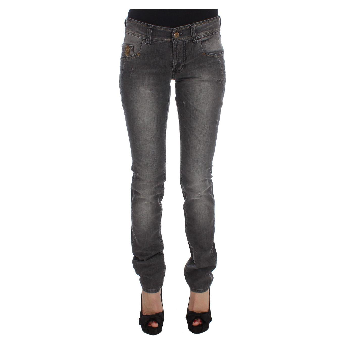 John Galliano Gray Wash Cotton Blend Slim Fit Stretch Jeans SIG30178-4