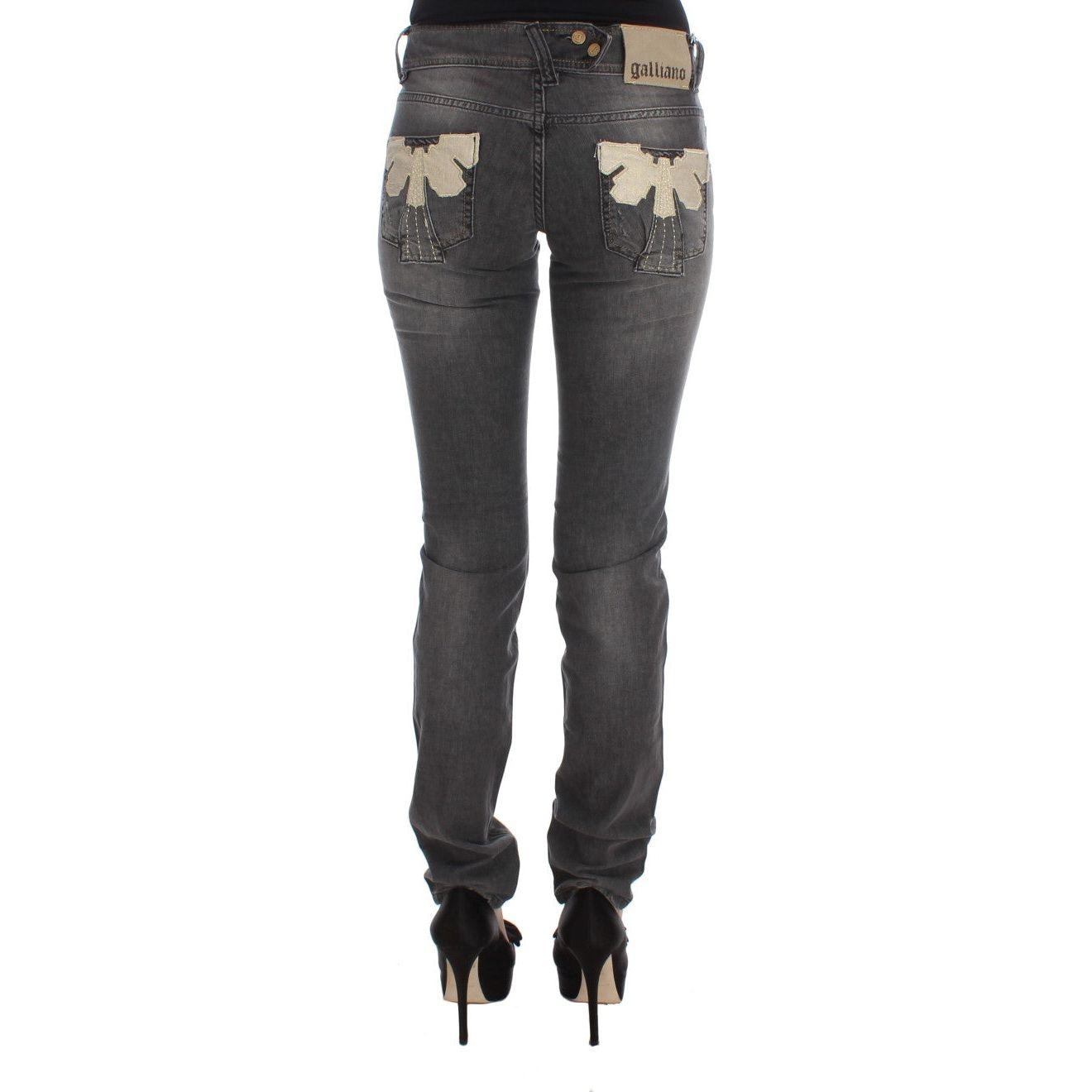 John Galliano Gray Wash Cotton Blend Slim Fit Stretch Jeans SIG30178-4