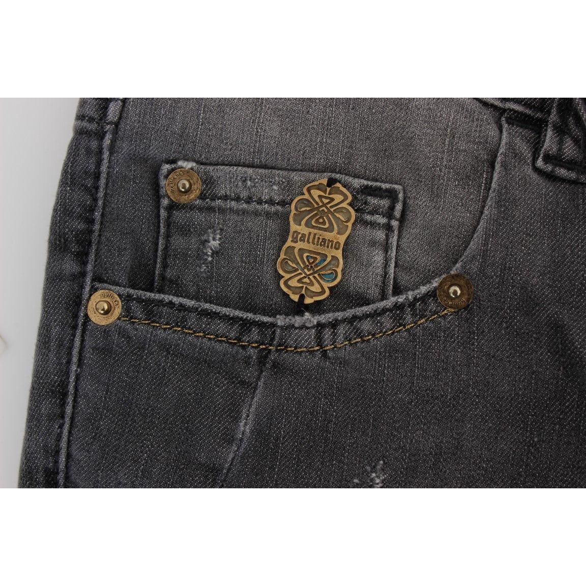John Galliano Gray Wash Cotton Blend Slim Fit Stretch Jeans SIG30178-4