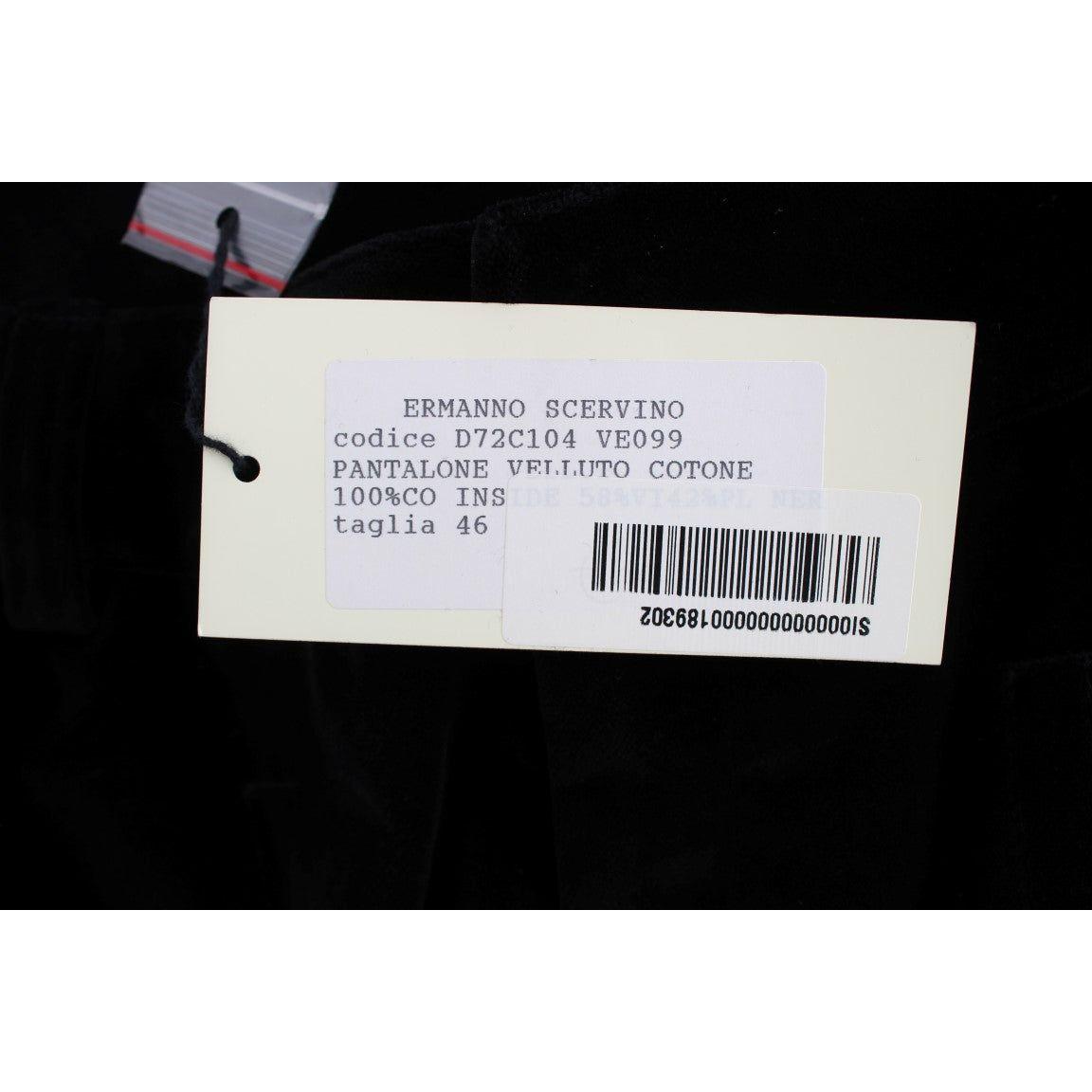 Ermanno Scervino Black Velvet Cotton Straight Legs Pants SIG30393-1