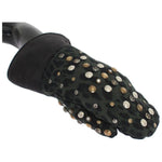 Dolce & Gabbana Elegant Studded Gray Wool Shearling Gloves Dolce & Gabbana Dark Slate Gray