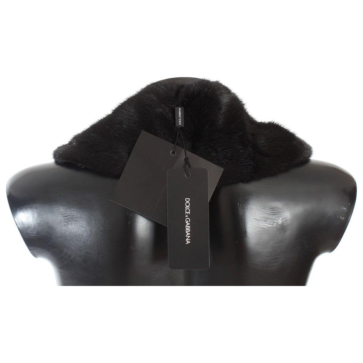 Dolce & Gabbana Black Mink Fur Shoulder Collar Scarf MS1565-7