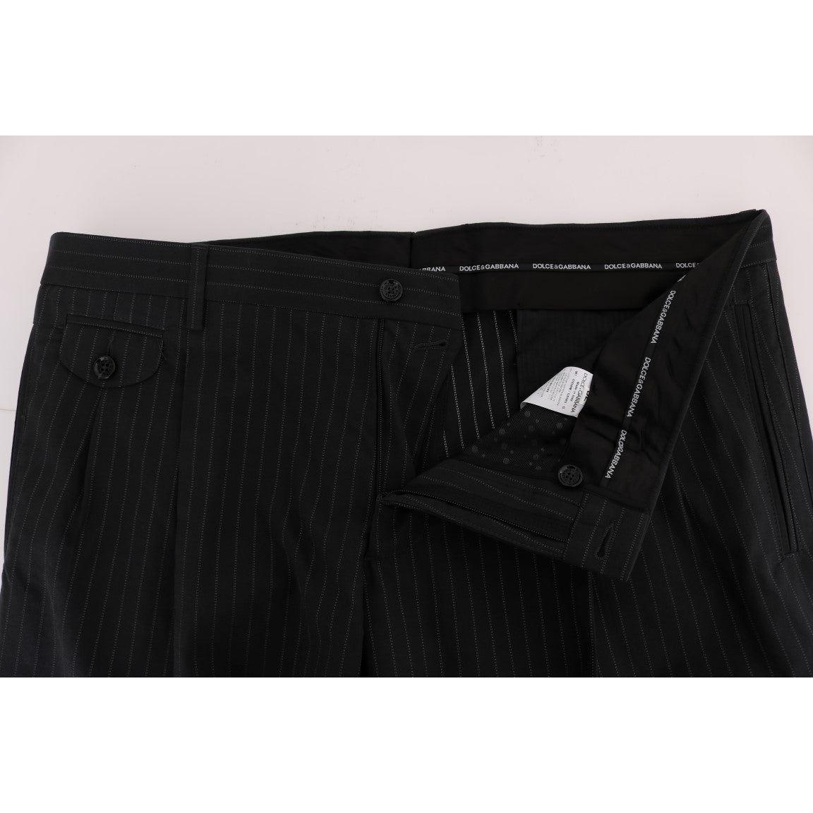 Dolce & Gabbana Blue Striped Cotton Dress Formal Pants PAN60356-1