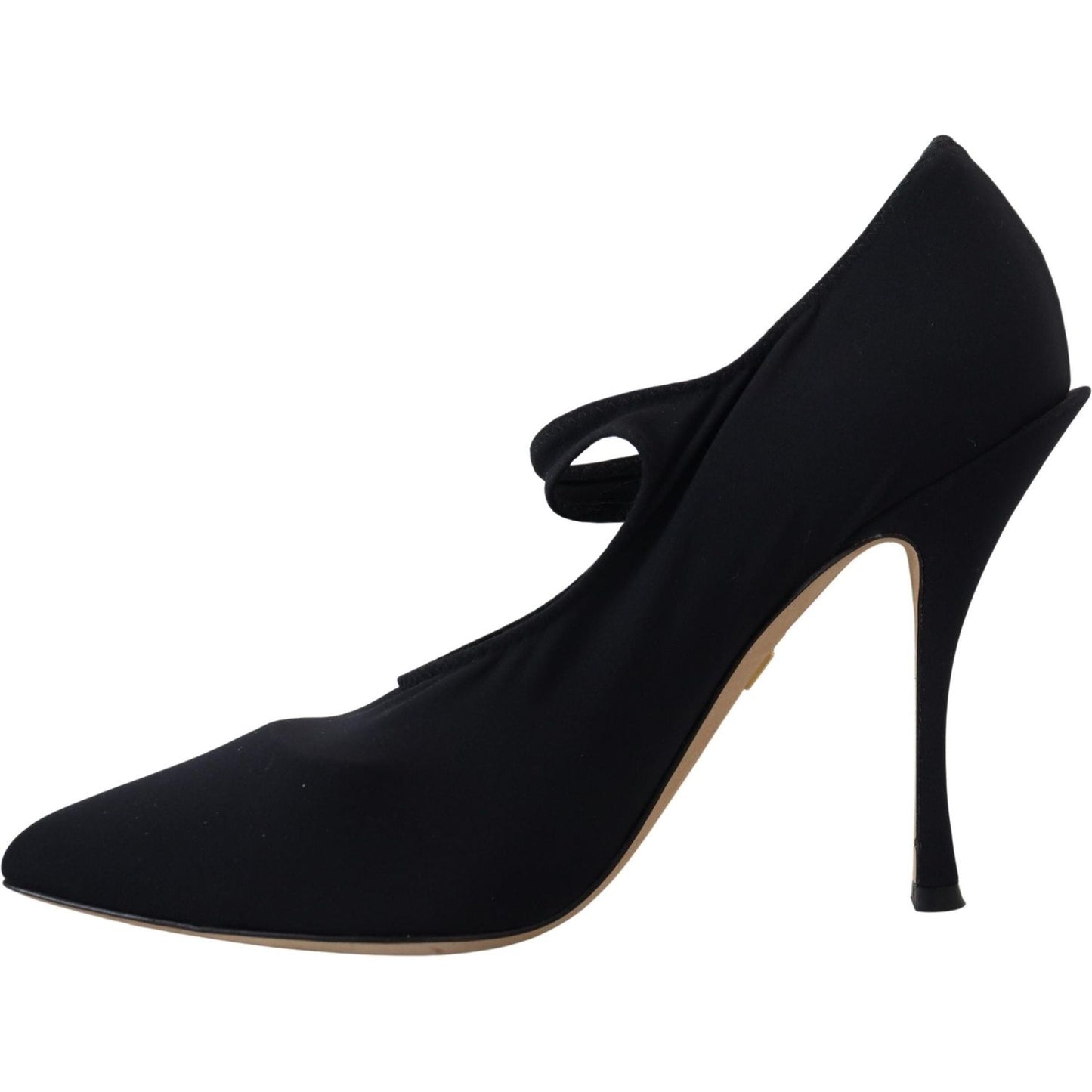 Dolce & Gabbana Black Socks Stretch Crystal Pumps Shoes LA10050- 35.5