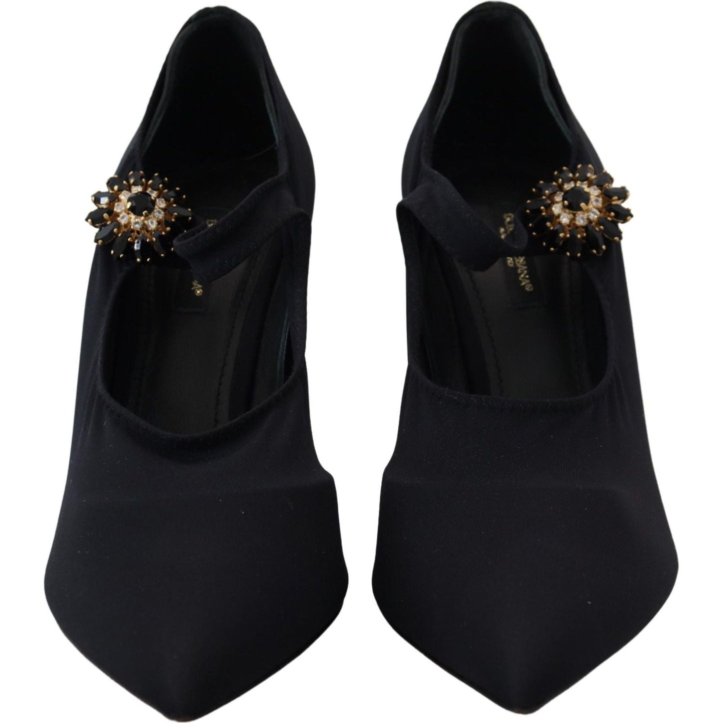 Dolce & Gabbana Black Socks Stretch Crystal Pumps Shoes LA10050- 35.5