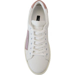 Dolce & Gabbana White Pink Leather Low Top Sneakers Shoes LA10057- 35.5