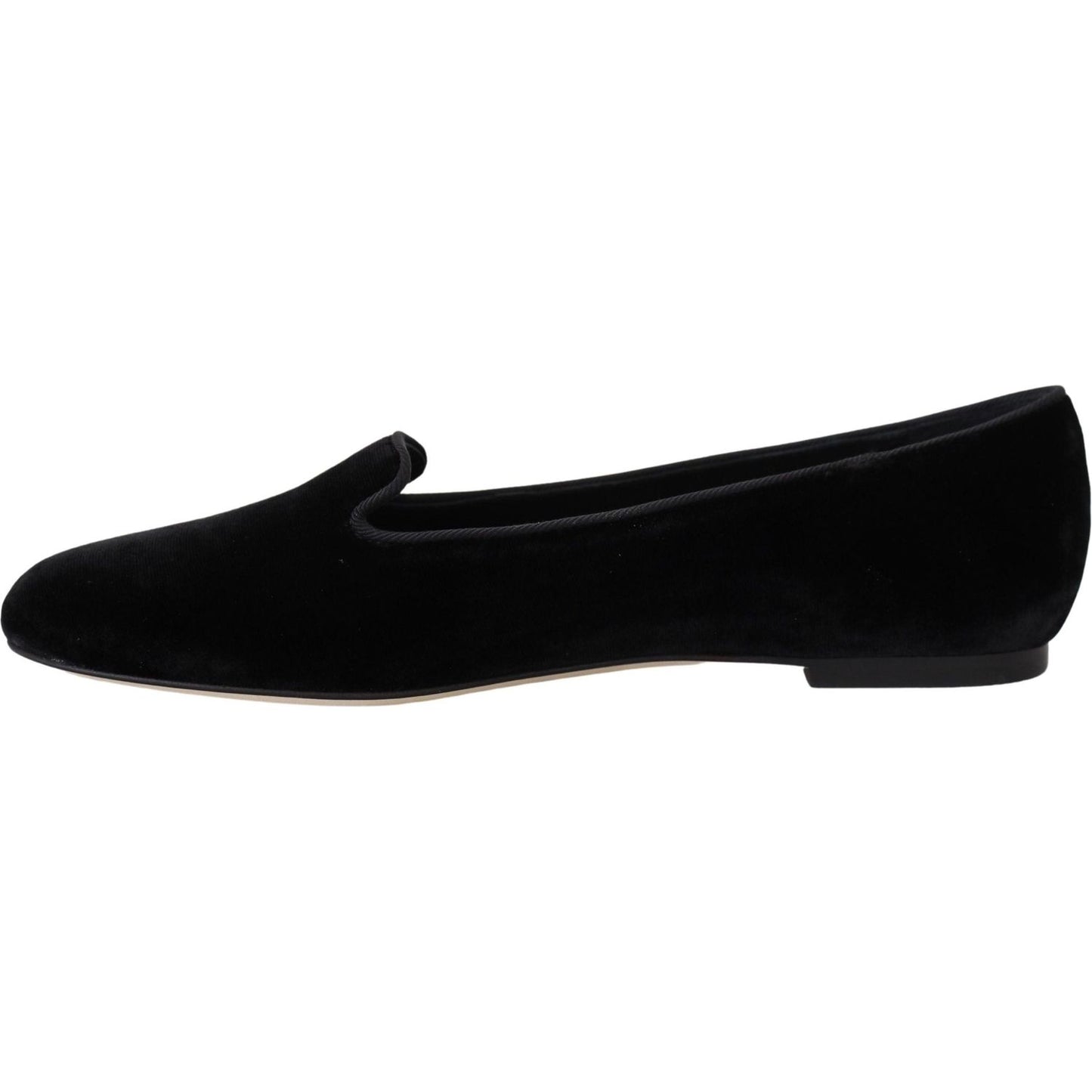 Dolce & Gabbana Black Velvet Slip Ons Loafers Flats Shoes LA10082- 35