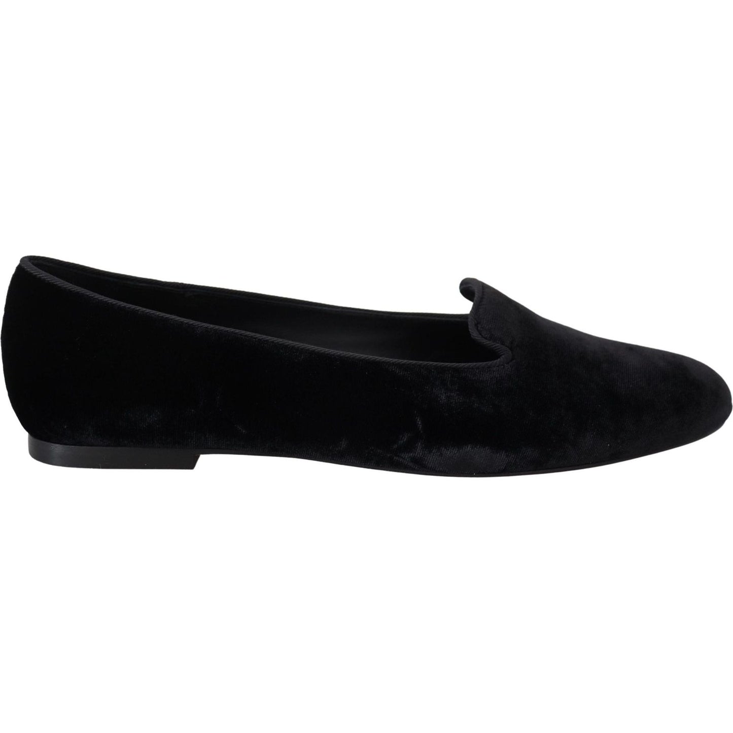 Dolce & Gabbana Black Velvet Slip Ons Loafers Flats Shoes LA10082- 35