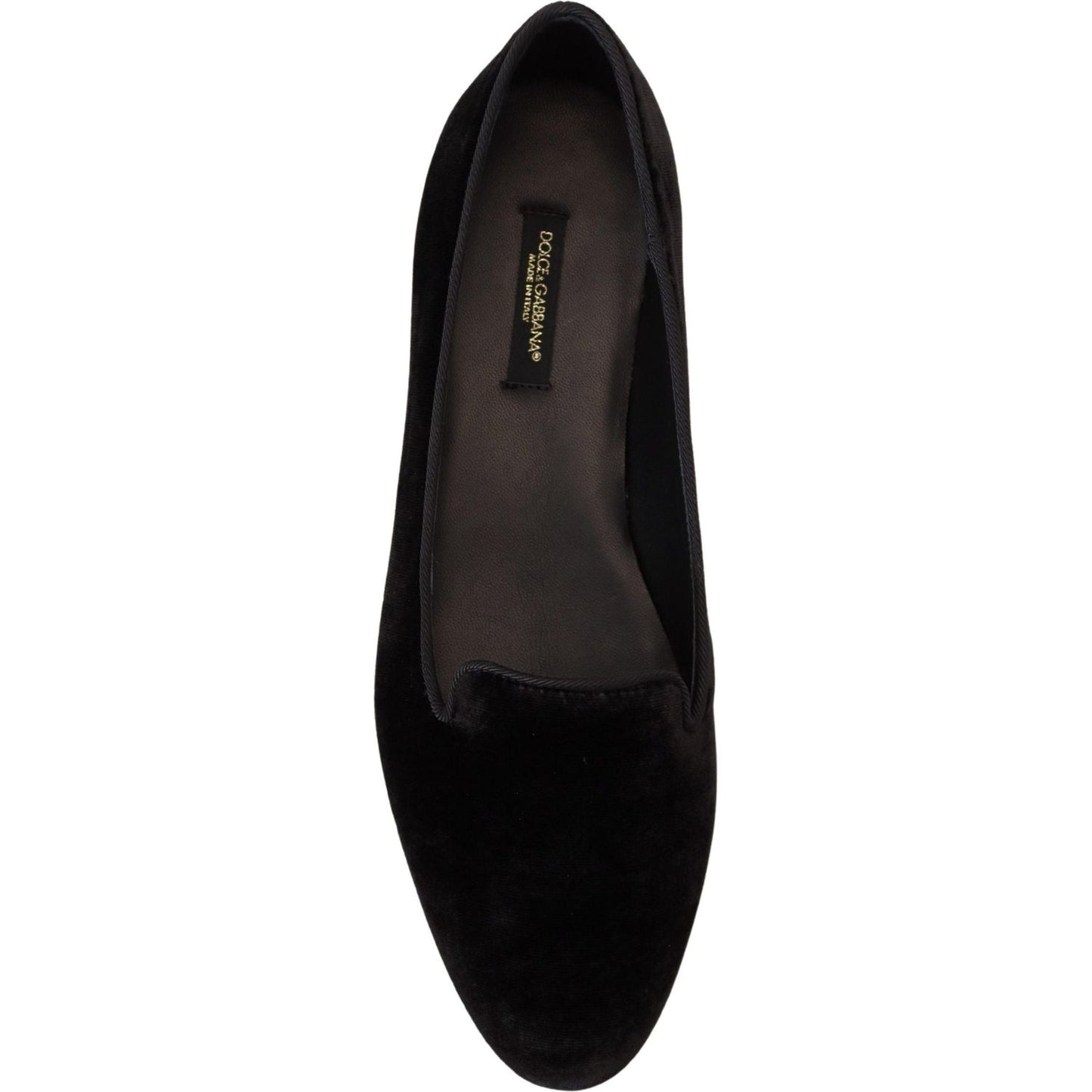 Dolce & Gabbana Black Velvet Slip Ons Loafers Flats Shoes LA10082- 35