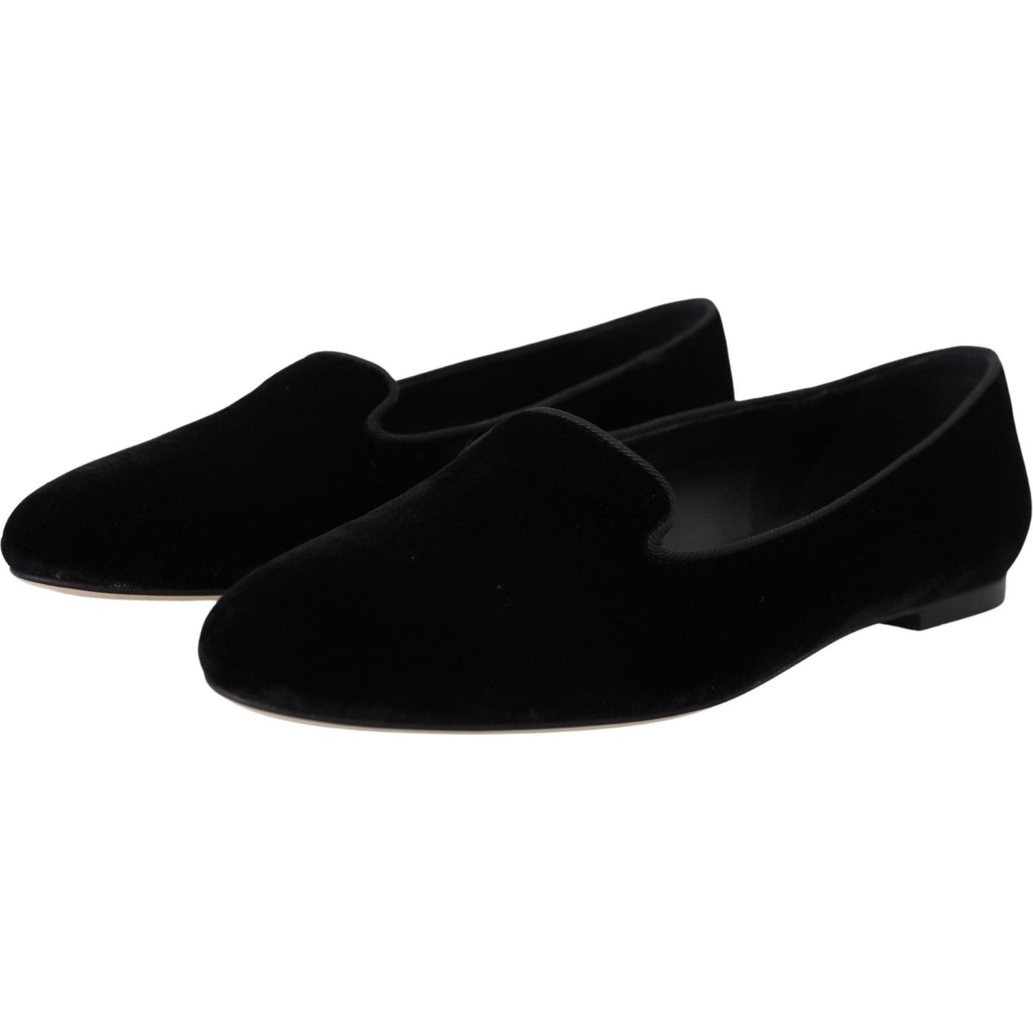 Dolce & Gabbana Black Velvet Slip Ons Loafers Flats Shoes LA10082- 35