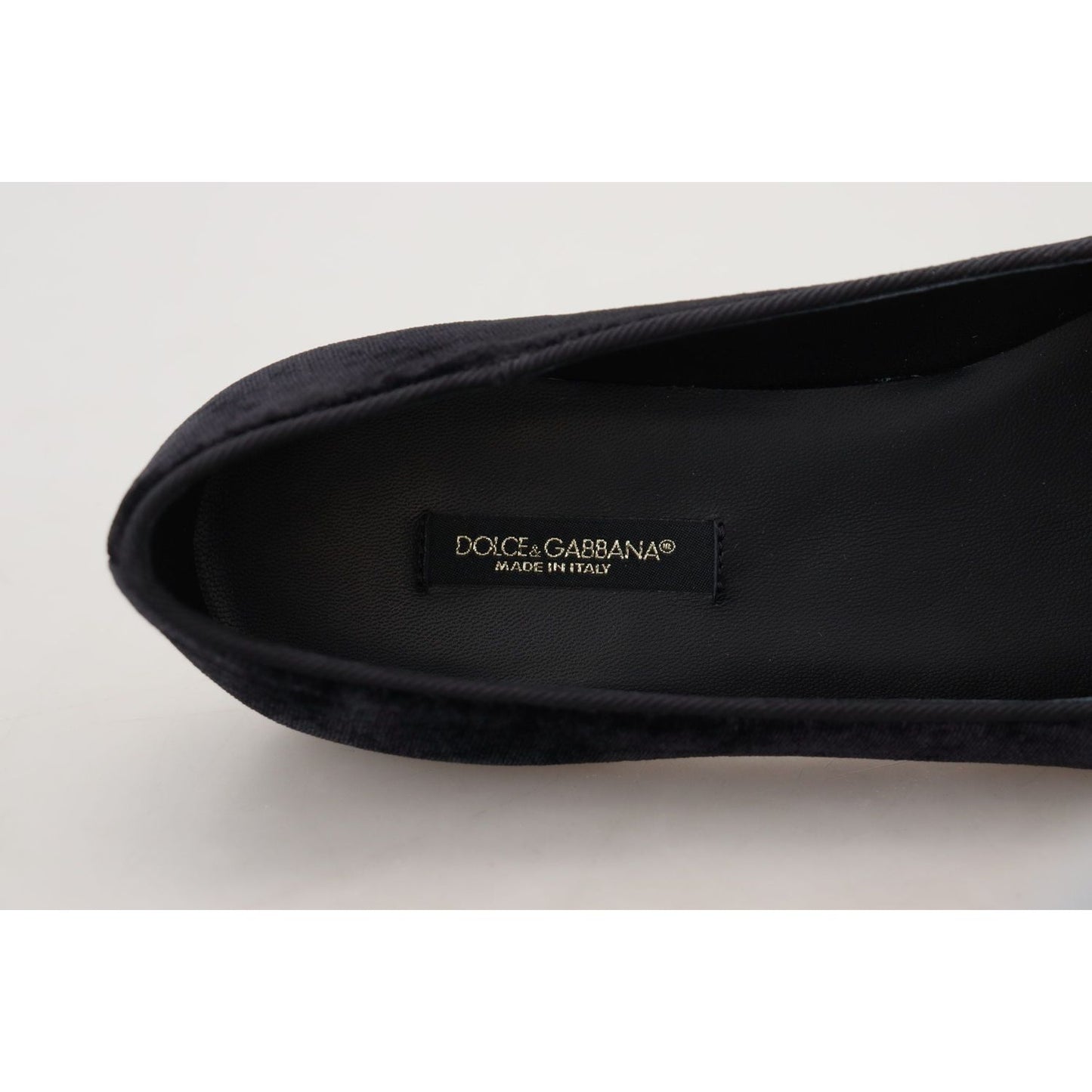 Dolce & Gabbana Black Velvet Slip Ons Loafers Flats Shoes LA10082- 35