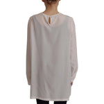 Dolce & Gabbana White Silk DG Logo Embroidered Long Sleeves Blouse TSH7847- 40
