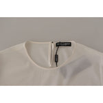 Dolce & Gabbana White Silk DG Logo Embroidered Long Sleeves Blouse TSH7847- 40
